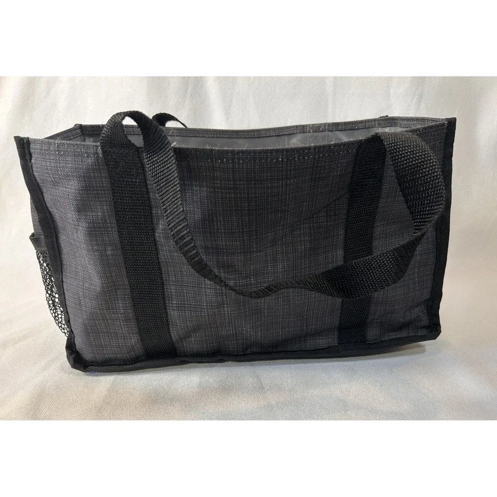 Thirty-One Zip Top Organizing Utility Tote Charcoal Crosshatch Organize